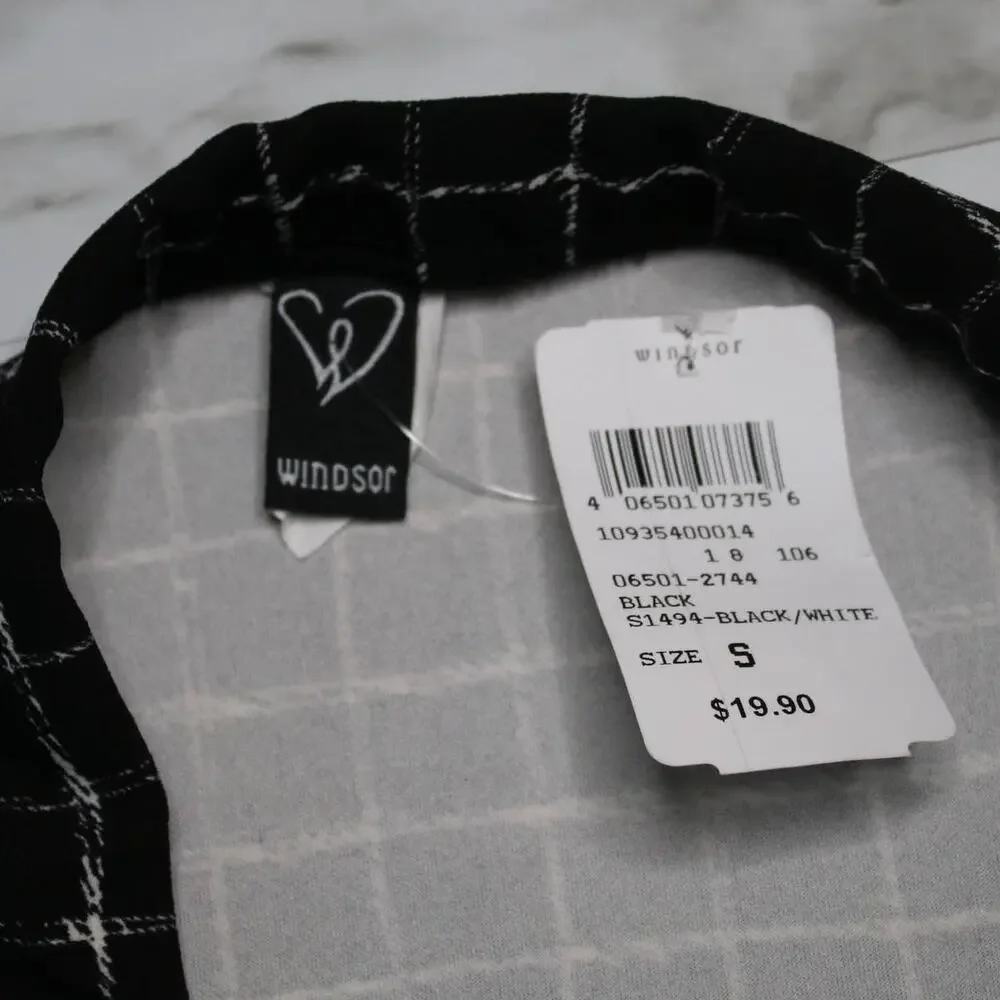Windsor Mini Skirt Size S Black White Wrap Grid Y2K Edgy Asymmetrical Clubwear